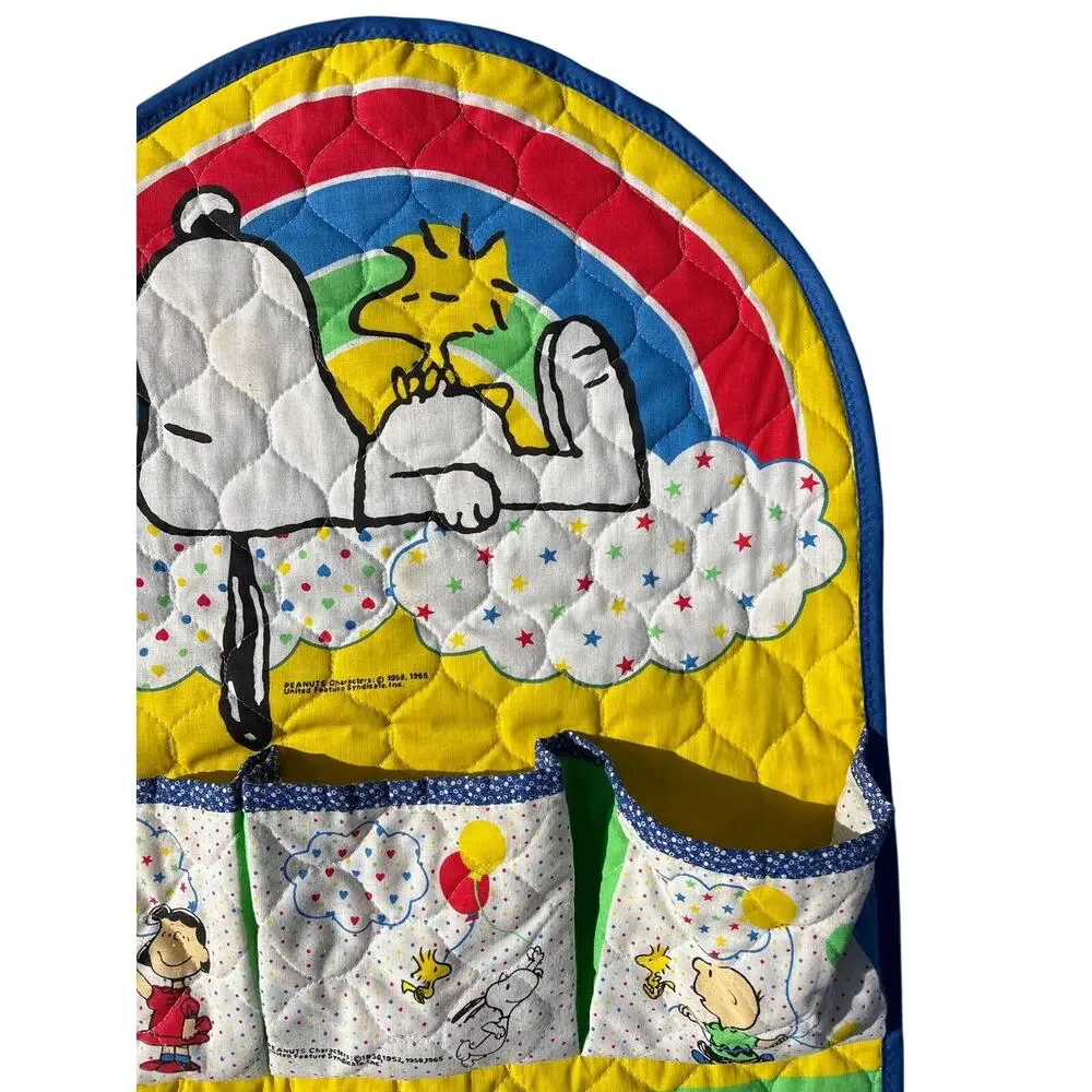 Peanuts Quilted Hanging Organizer in Yellow, Blue, Red, Green